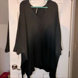 Gray & Black Ombre Poncho Sweater